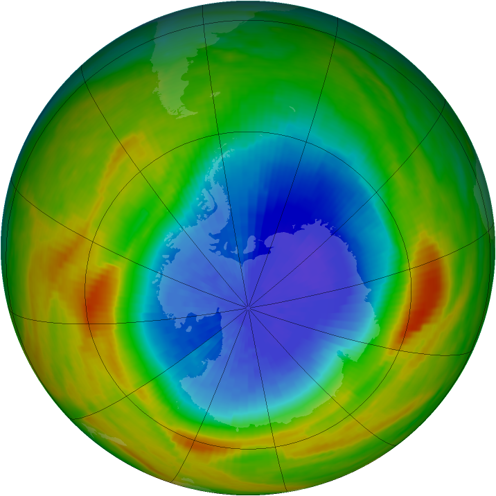 Antarctic ozone map for 06 October 1983